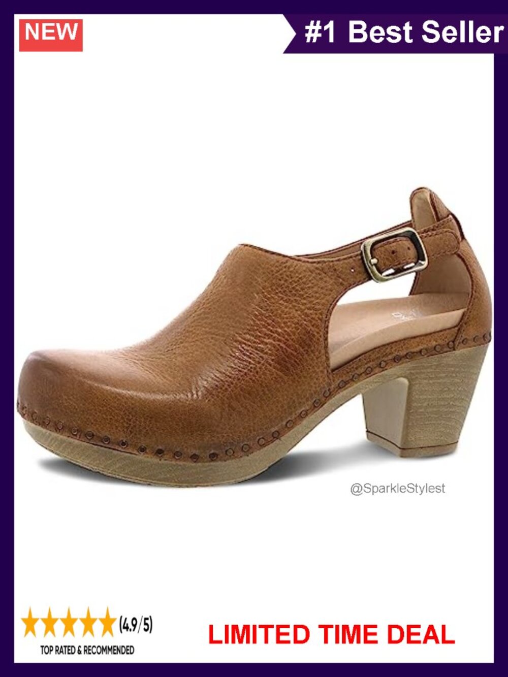 Dansko Women's Sassy Clog Sandal Leather Covered EVA Footbed